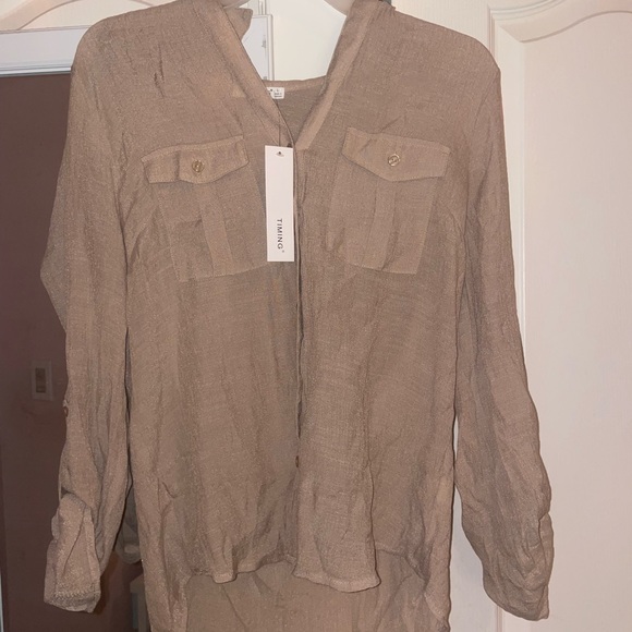 Beige Button Up Blouse With TAGS - Picture 5 of 5